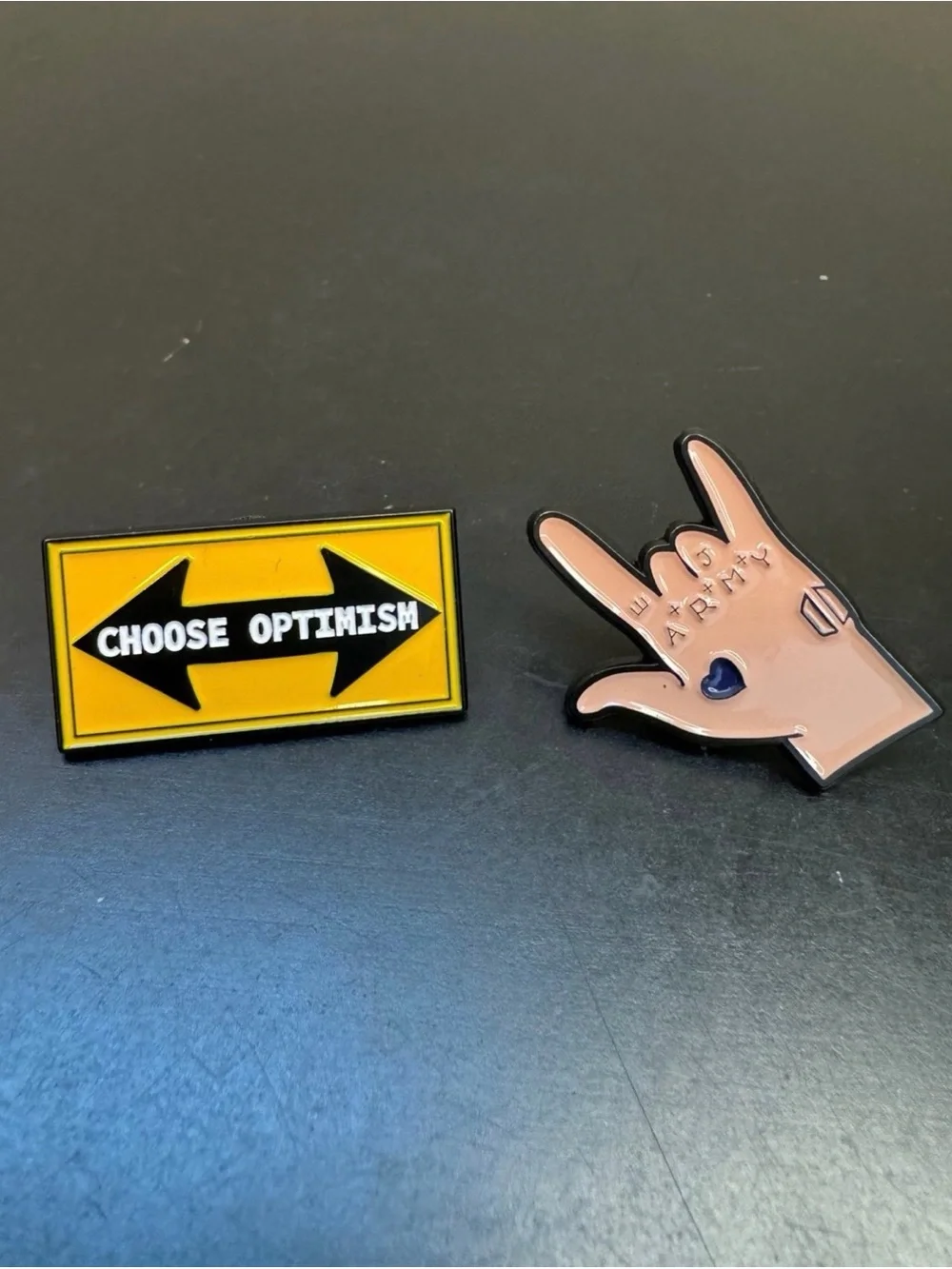 Enamel Pins Optimism Sign Army Hand Love Positivity